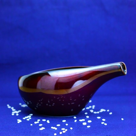 Carafe à saké japonais en grès Urushi Brown Reishu