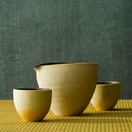 Japanese sake cup in white Shigaraki Reishu porcelain