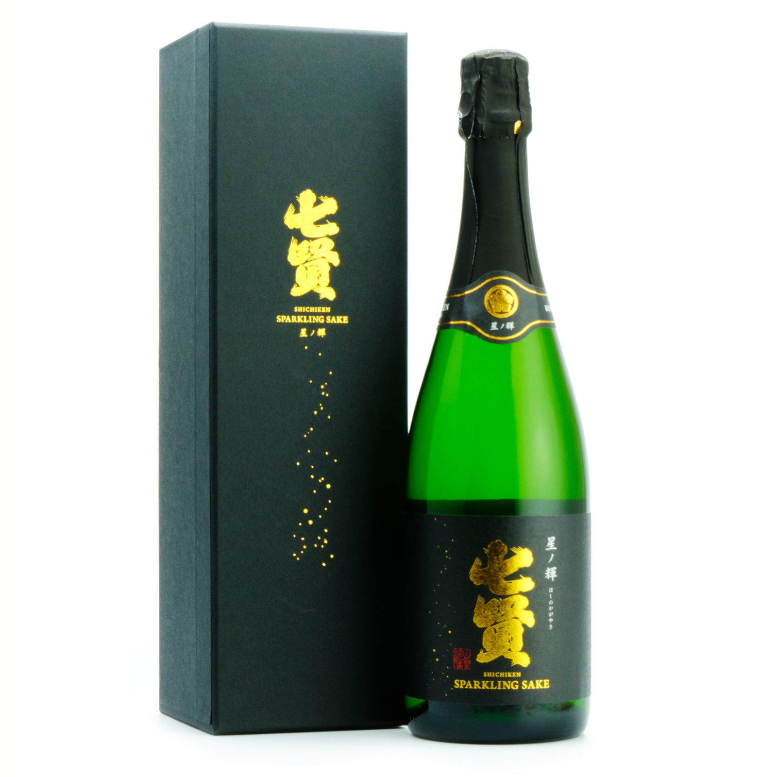 bouteille de saké japonais pétillant Shichiken Honshi no Kagayaki